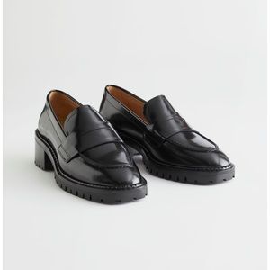 & Other Stories Heeled Leather Penny Loafers